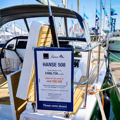 Southampton boat show board printing shown on boat