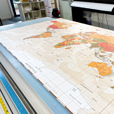 map of the world wall print board